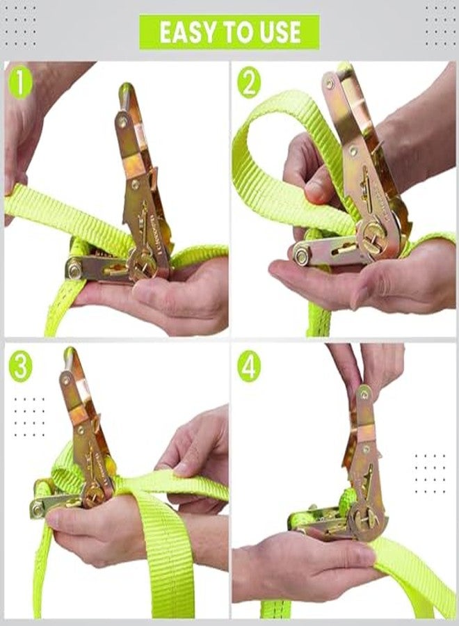 روبوست حزام ربط متين - عبوة من قطعة واحدة (أخضر نيون) | حزام شد شديد التحمل | 50 مم × 10 أمتار | الخامة | أحزمة أمتعة بخطافات مزدوجة على شكل حرف J | مقاوم للتآكل والتمزق - Image 4